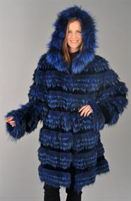 Blue Fox Coat with hood